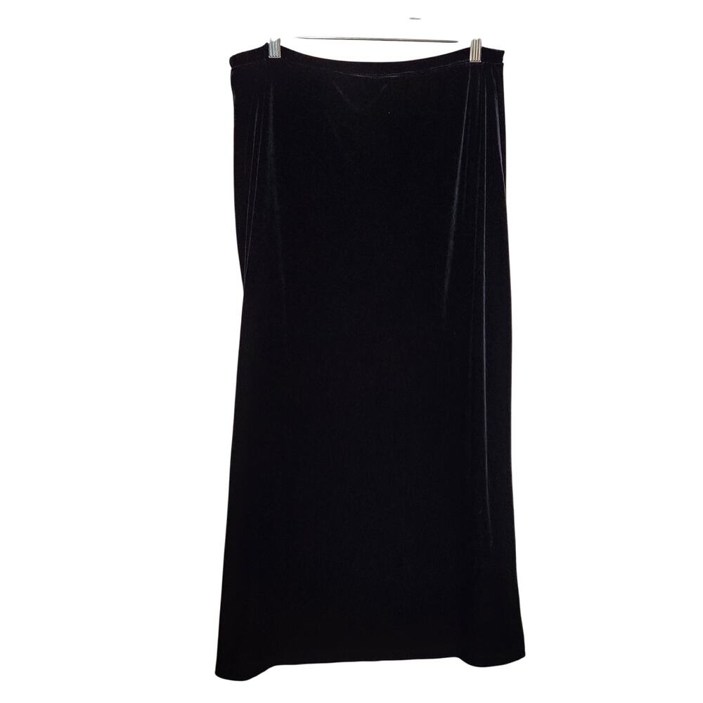 Vintage Impressions Black Classic Pull On Side Slit Velvet Maxi Skirt Size XL